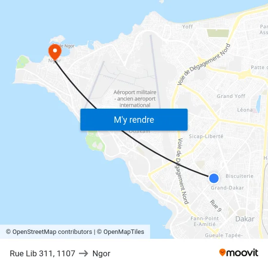 Rue Lib 311, 1107 to Ngor map