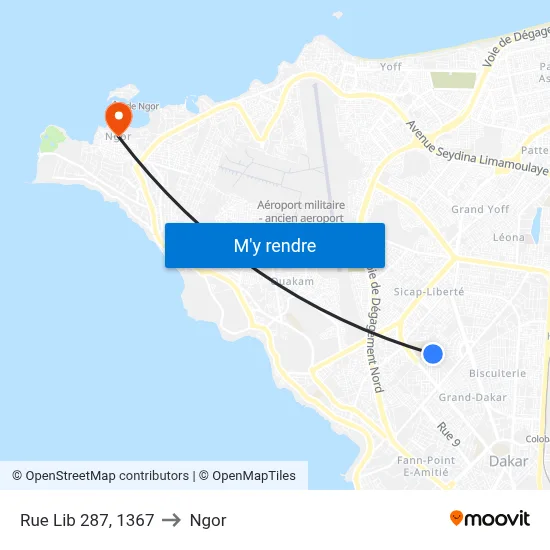 Rue Lib 287, 1367 to Ngor map