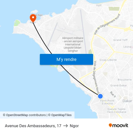 Avenue Des Ambassadeurs, 17 to Ngor map
