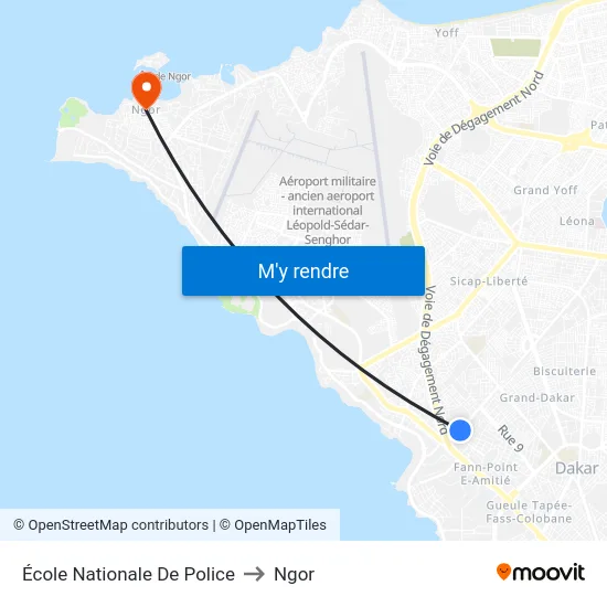 École Nationale De Police to Ngor map