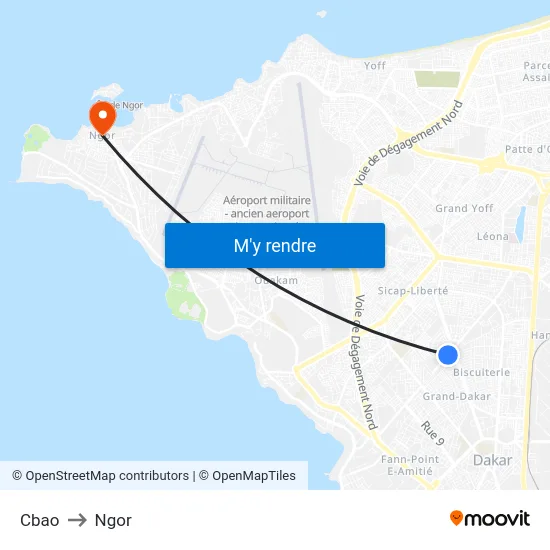 Cbao to Ngor map