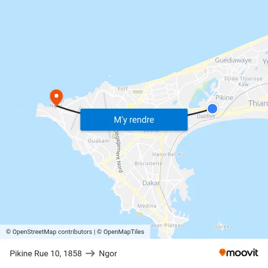 Pikine Rue 10, 1858 to Ngor map