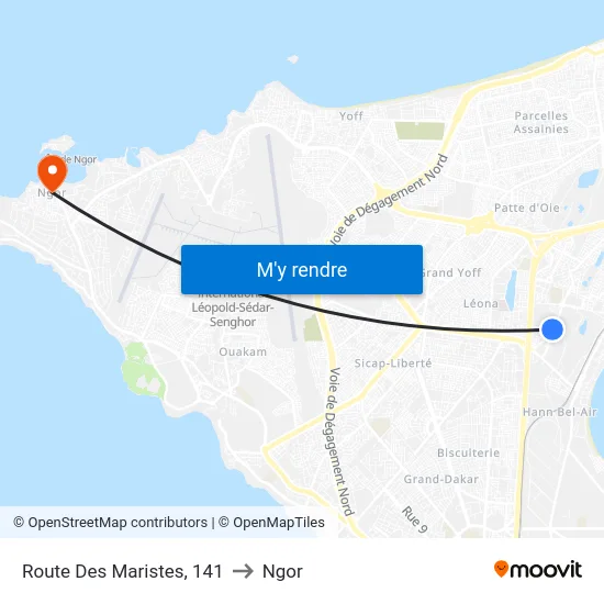 Route Des Maristes, 141 to Ngor map