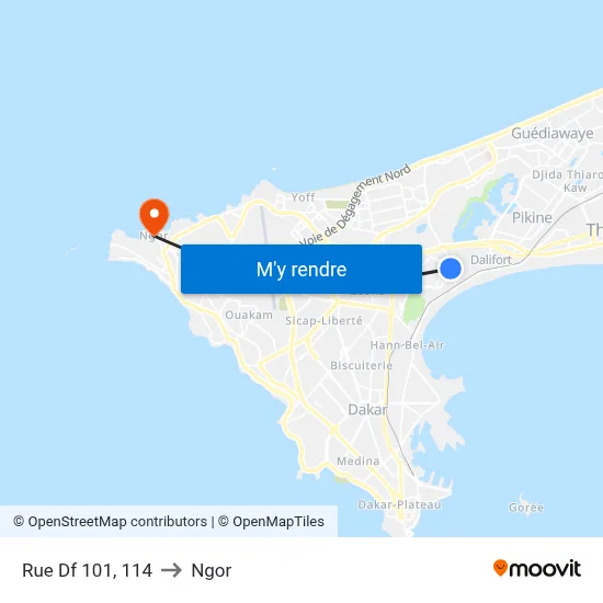 Rue Df 101, 114 to Ngor map