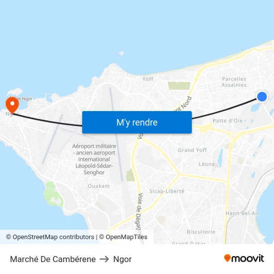 Marché De Cambérene to Ngor map
