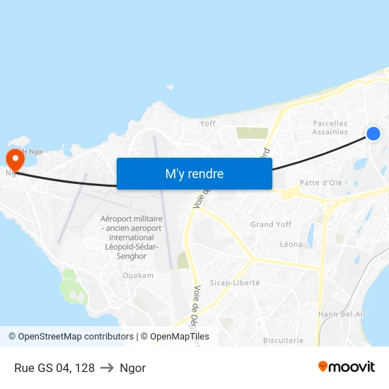 Rue GS 04, 128 to Ngor map