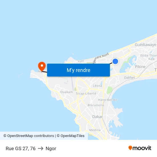 Rue GS 27, 76 to Ngor map
