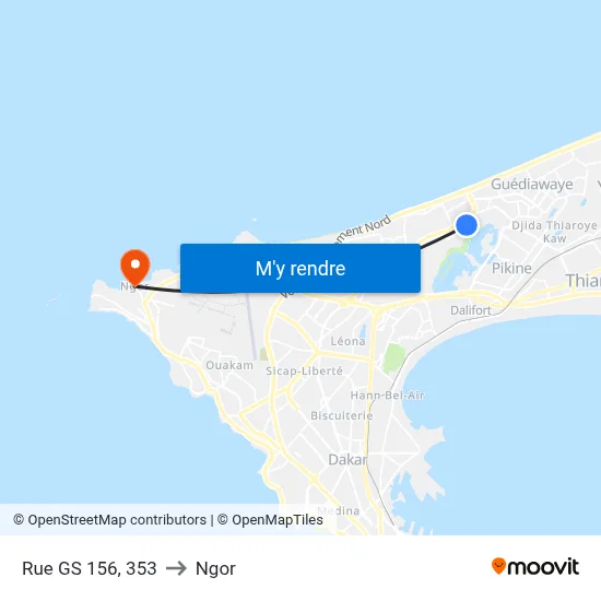 Rue GS 156, 353 to Ngor map