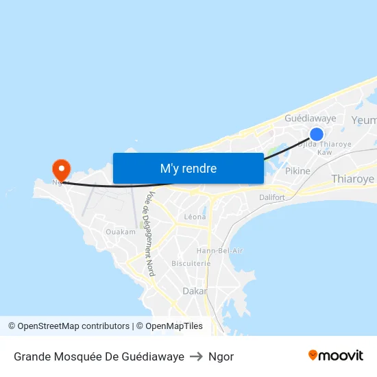 Grande Mosquée De Guédiawaye to Ngor map
