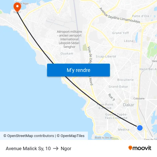 Avenue Malick Sy, 10 to Ngor map
