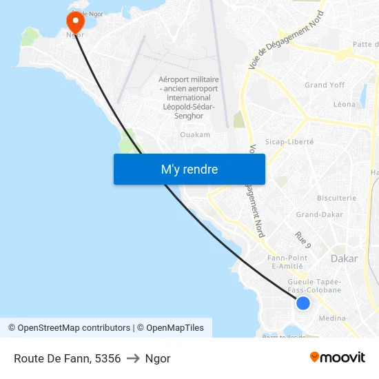 Route De Fann, 5356 to Ngor map