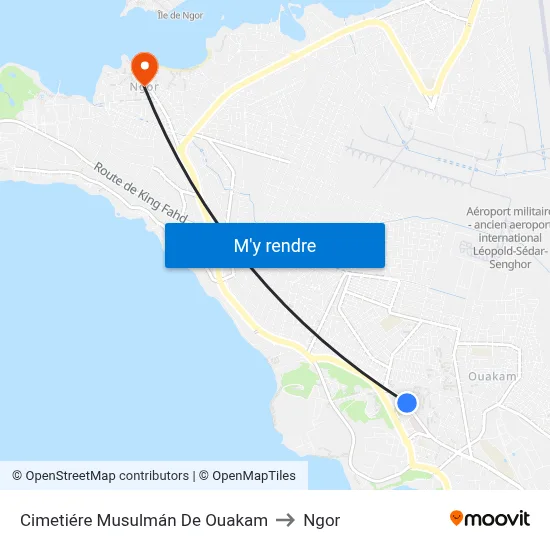 Cimetiére Musulmán De Ouakam to Ngor map