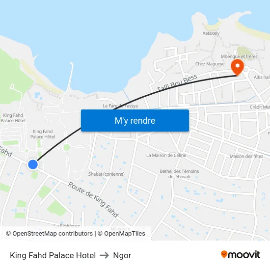 King Fahd Palace Hotel to Ngor map