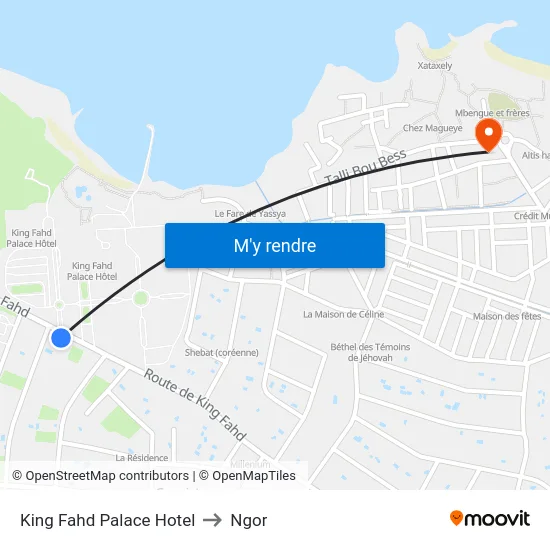 King Fahd Palace Hotel to Ngor map