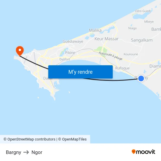 Bargny to Ngor map