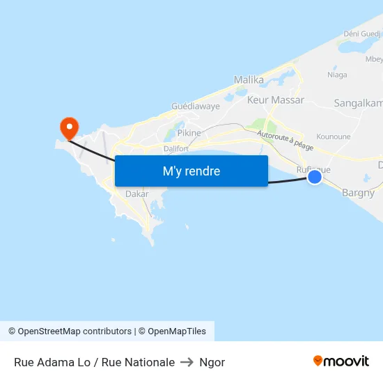 Rue Adama Lo / Rue Nationale to Ngor map