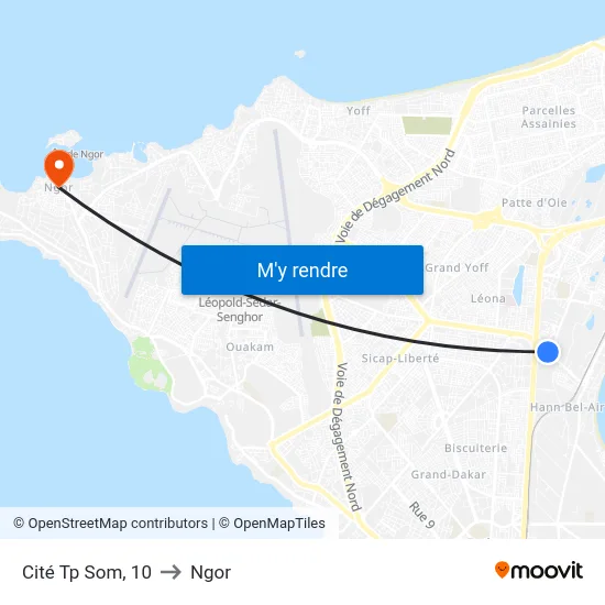 Cité Tp Som, 10 to Ngor map
