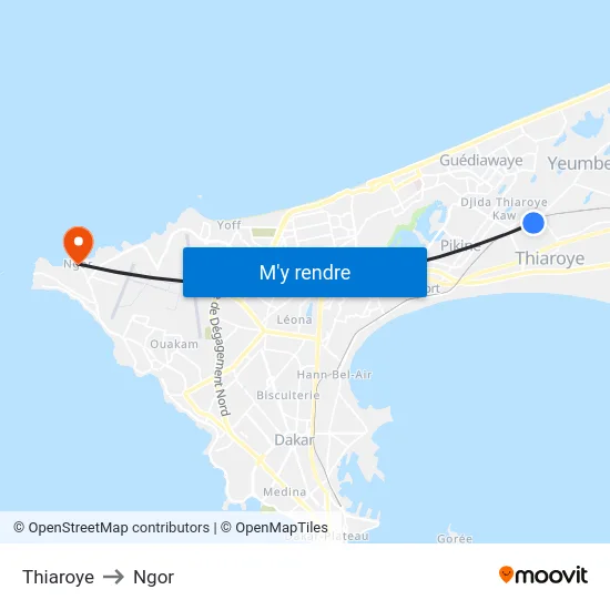 Thiaroye to Ngor map