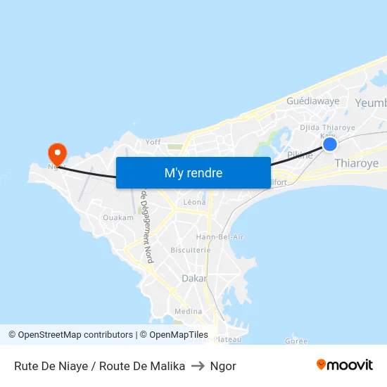 Rute De Niaye / Route De Malika to Ngor map