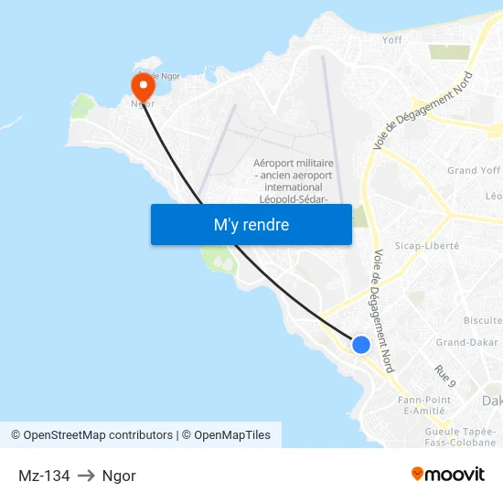 Mz-134 to Ngor map