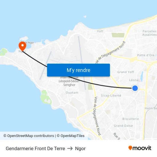 Gendarmerie Front De Terre to Ngor map