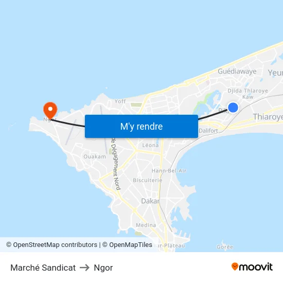 Marché Sandicat to Ngor map