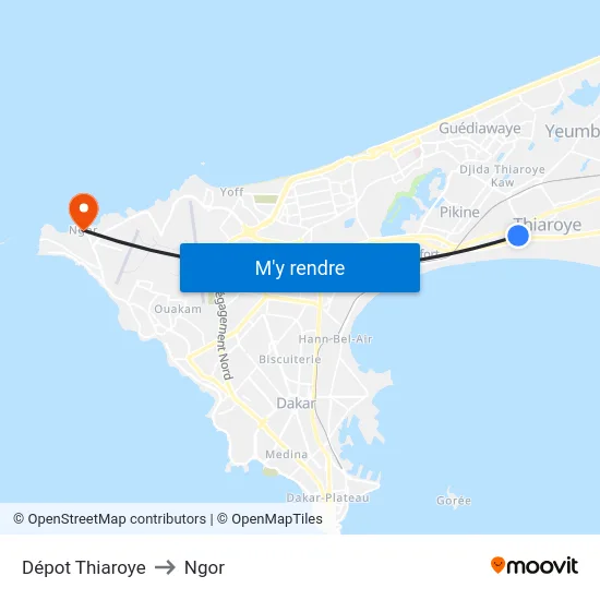 Dépot Thiaroye to Ngor map