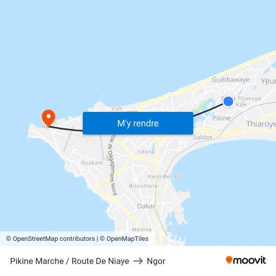 Pikine Marche / Route De Niaye to Ngor map