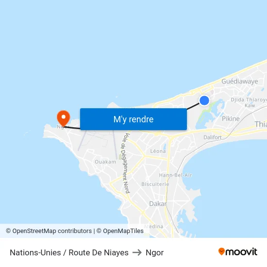 Nations-Unies / Route De Niayes to Ngor map