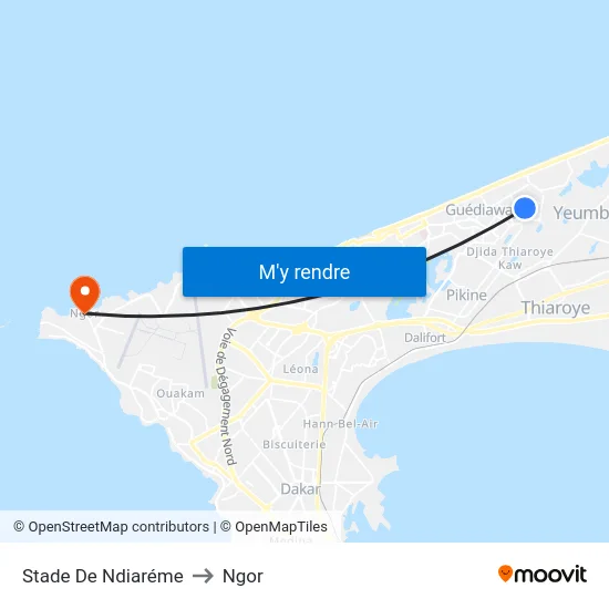 Stade De Ndiaréme to Ngor map