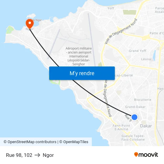 Rue 98, 102 to Ngor map