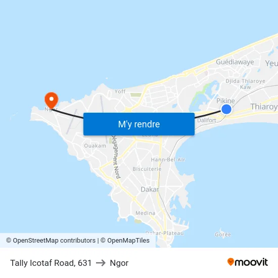 Tally Icotaf Road, 631 to Ngor map