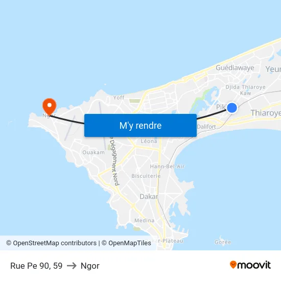 Rue Pe 90, 59 to Ngor map