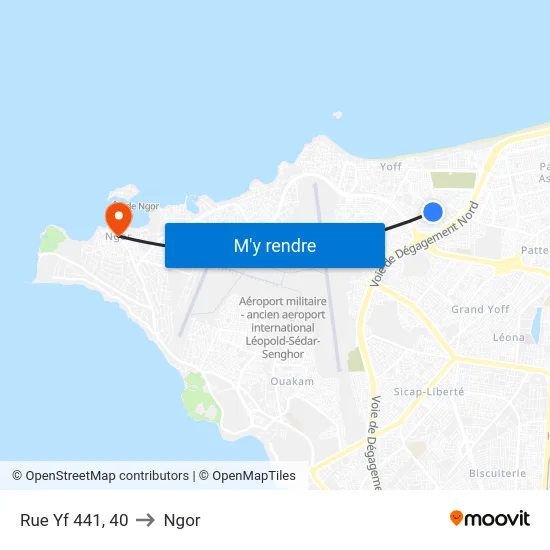Rue Yf 441, 40 to Ngor map
