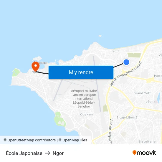 École Japonaise to Ngor map