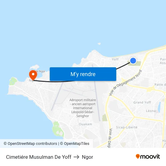 Cimetiére Musulman De Yoff to Ngor map