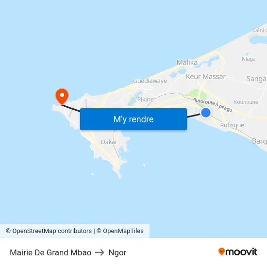 Mairie De Grand Mbao to Ngor map