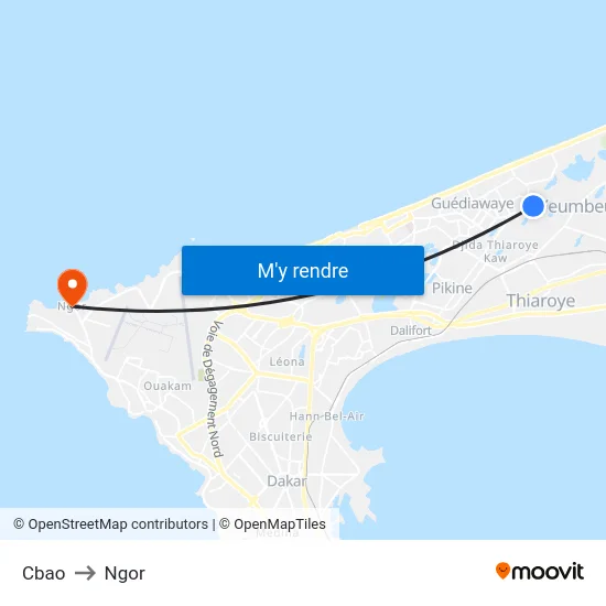 Cbao to Ngor map