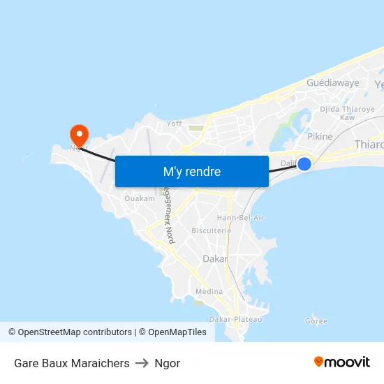 Gare Baux Maraichers to Ngor map