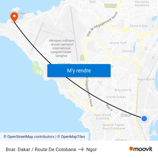 Bvar. Dakar / Route De Colobane to Ngor map