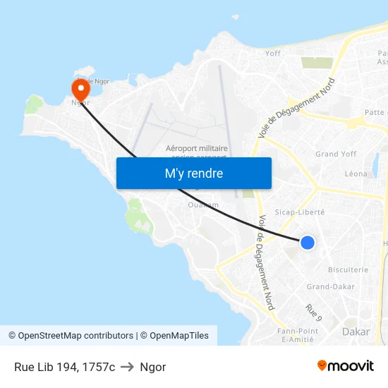 Rue Lib 194, 1757c to Ngor map