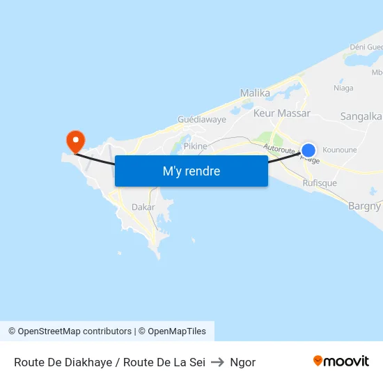 Route De Diakhaye / Route De La Sei to Ngor map