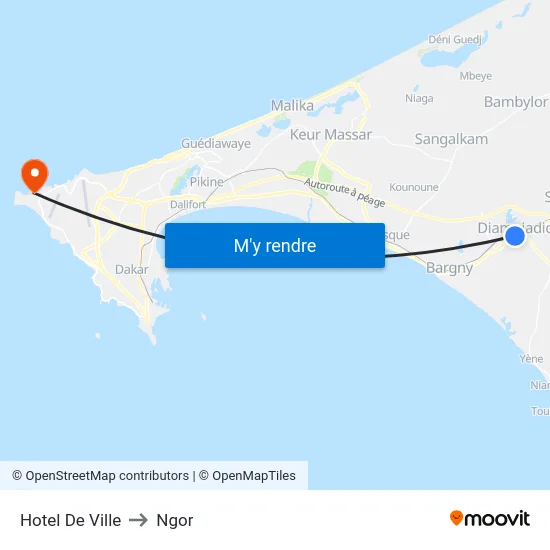 Hotel De Ville to Ngor map