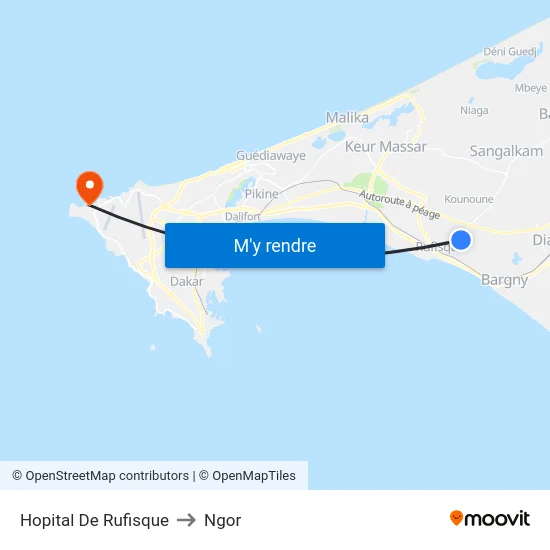 Hopital De Rufisque to Ngor map