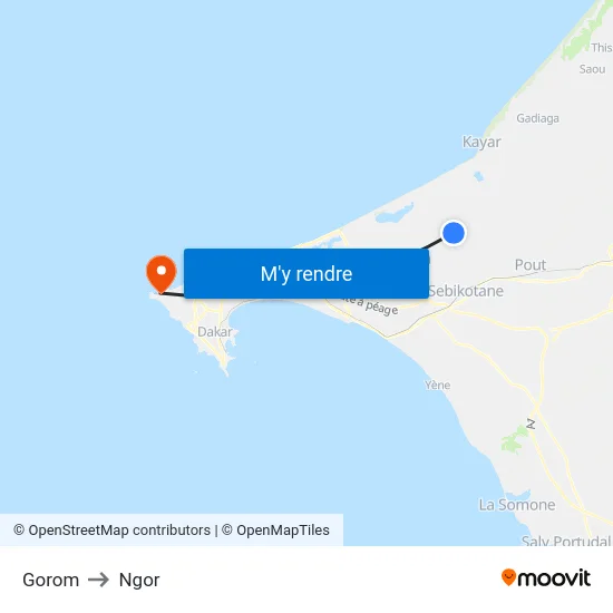 Gorom to Ngor map