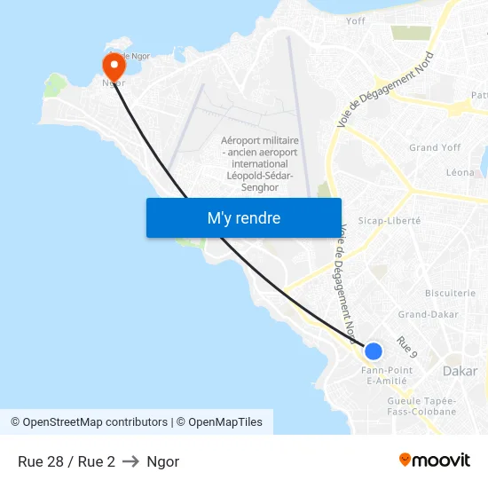 Rue 28 / Rue 2 to Ngor map
