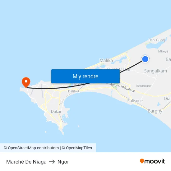 Marché De Niaga to Ngor map