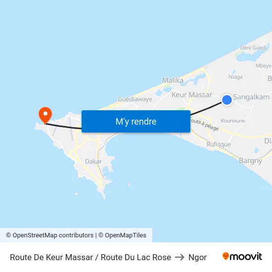 Route De Keur Massar / Route Du Lac Rose to Ngor map