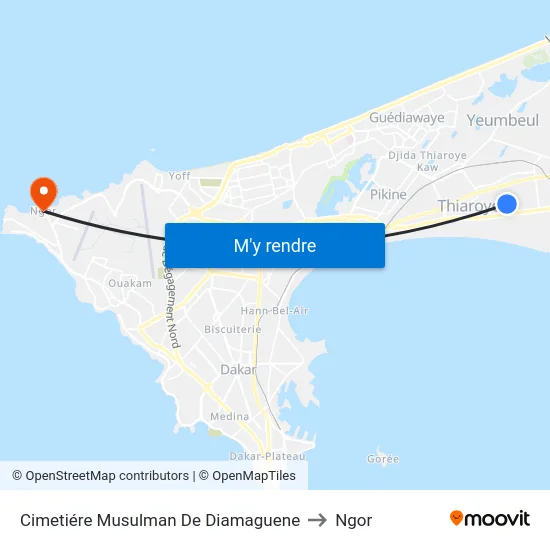 Cimetiére Musulman De Diamaguene to Ngor map