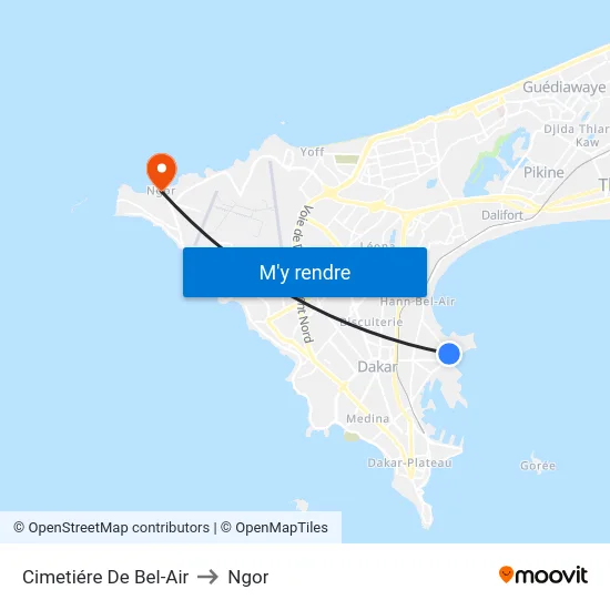 Cimetiére De Bel-Air to Ngor map